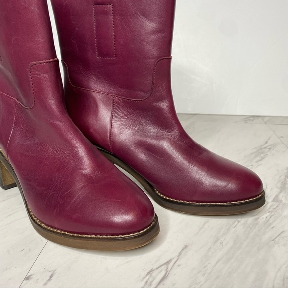 Free People Tabby Mulberry Leather Heeled Ankle Boot 38 1/2 - Picture 10 of 15